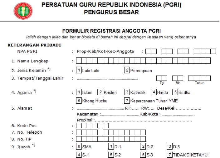 Pendaftaran PGRI NTB - Persatuan Guru Republik Indonesia Cabang NTB